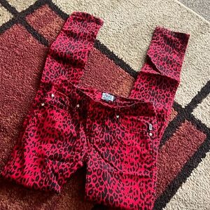 Vintage red cheetah Tripp NYC skinny pants